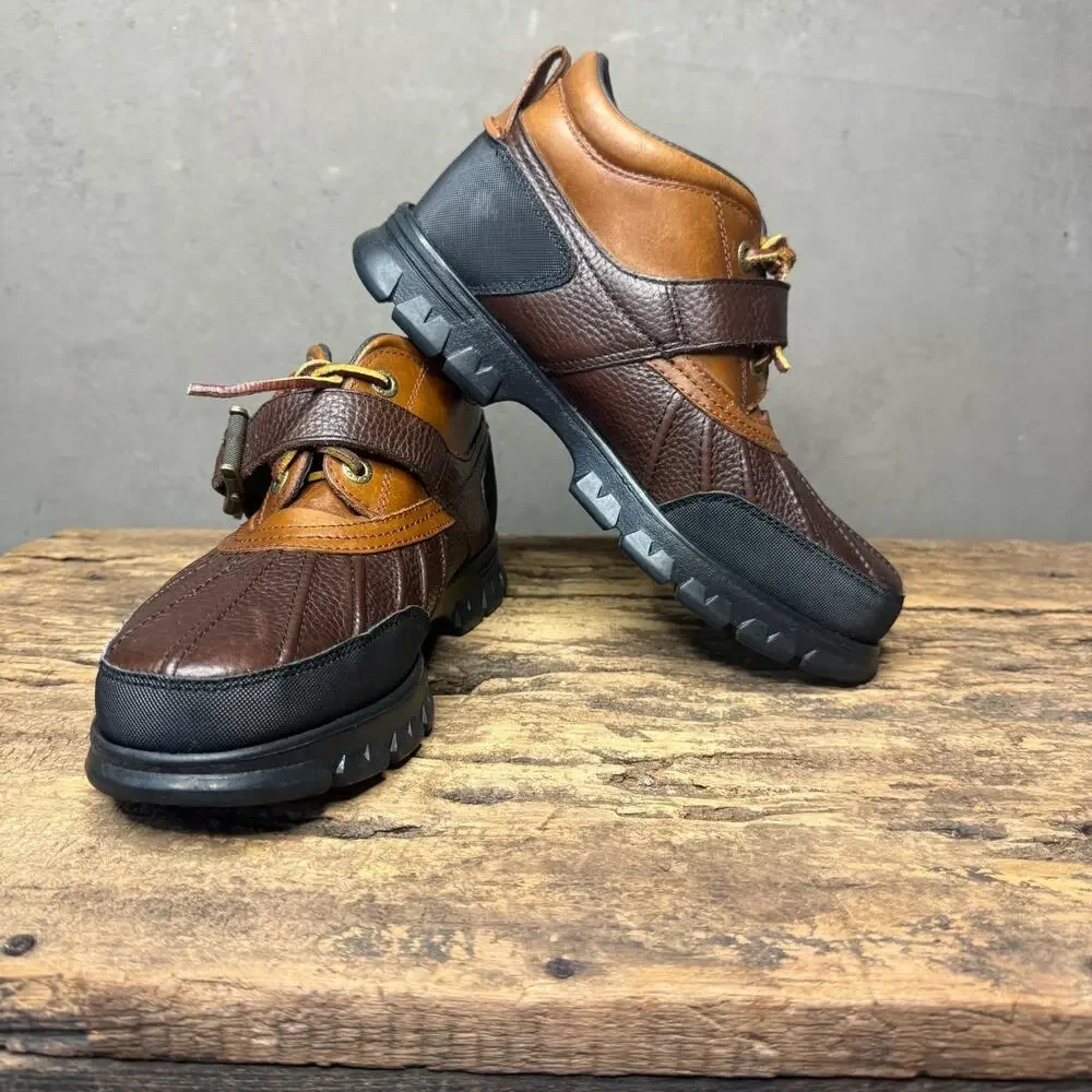 Polo Ralph Lauren Dover III Men 7.5D Brown Leather Duck Boots Preppy Gorpcore